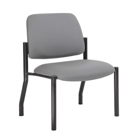 Boss Office Products Patient Guest Armless Chair, Black Steel Frame, Gray Antimicrobial Vinyl, 400 lb Capacity B9595AM-GY-400